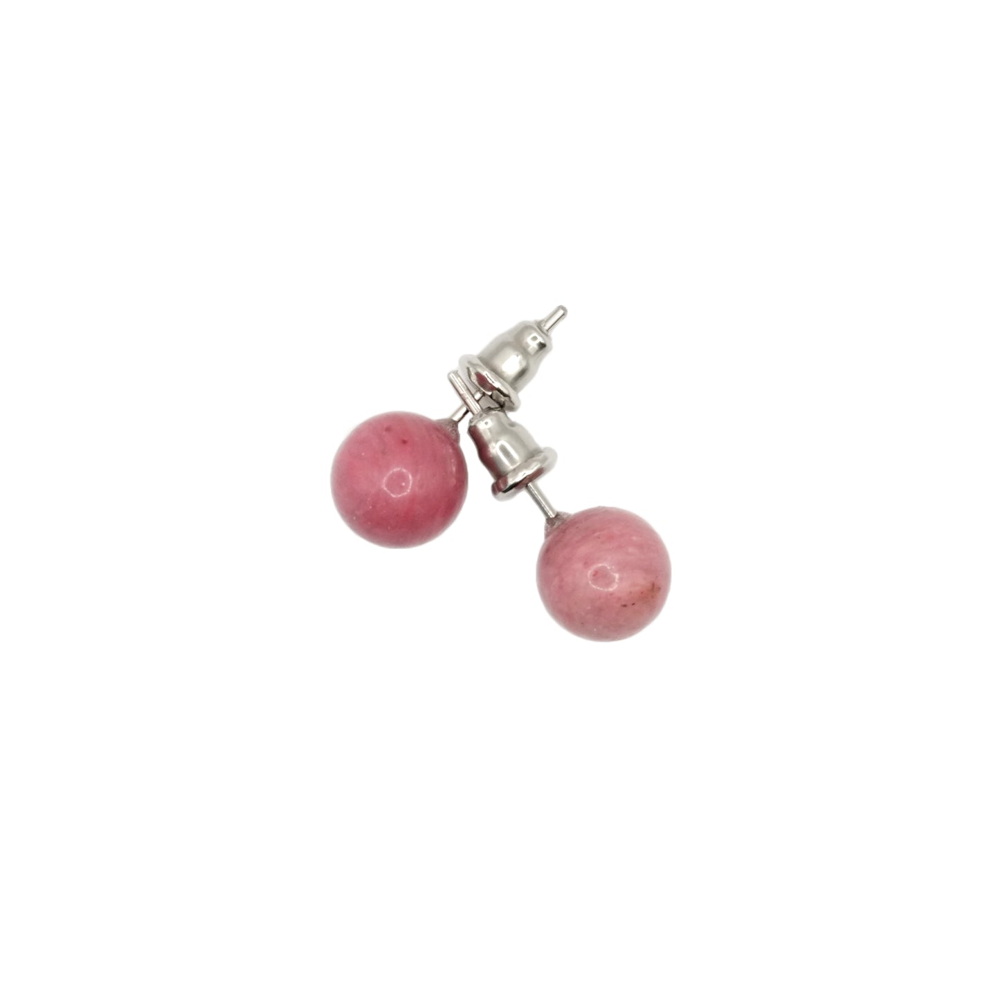 Boucles d'oreilles boule en rhodonite d'Australie.