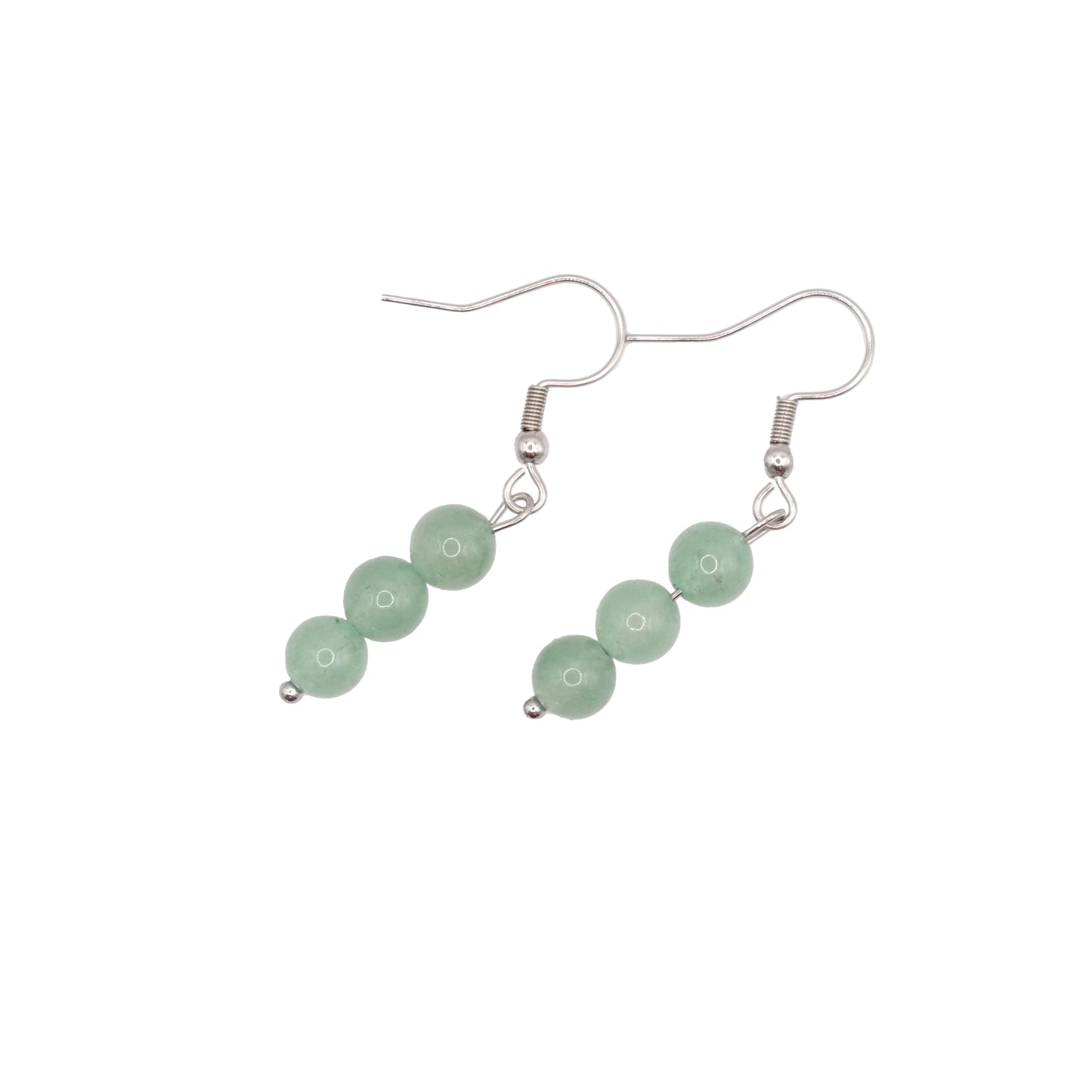 Boucles d'oreilles boules pendantes en aventurine verte du Brésil.
