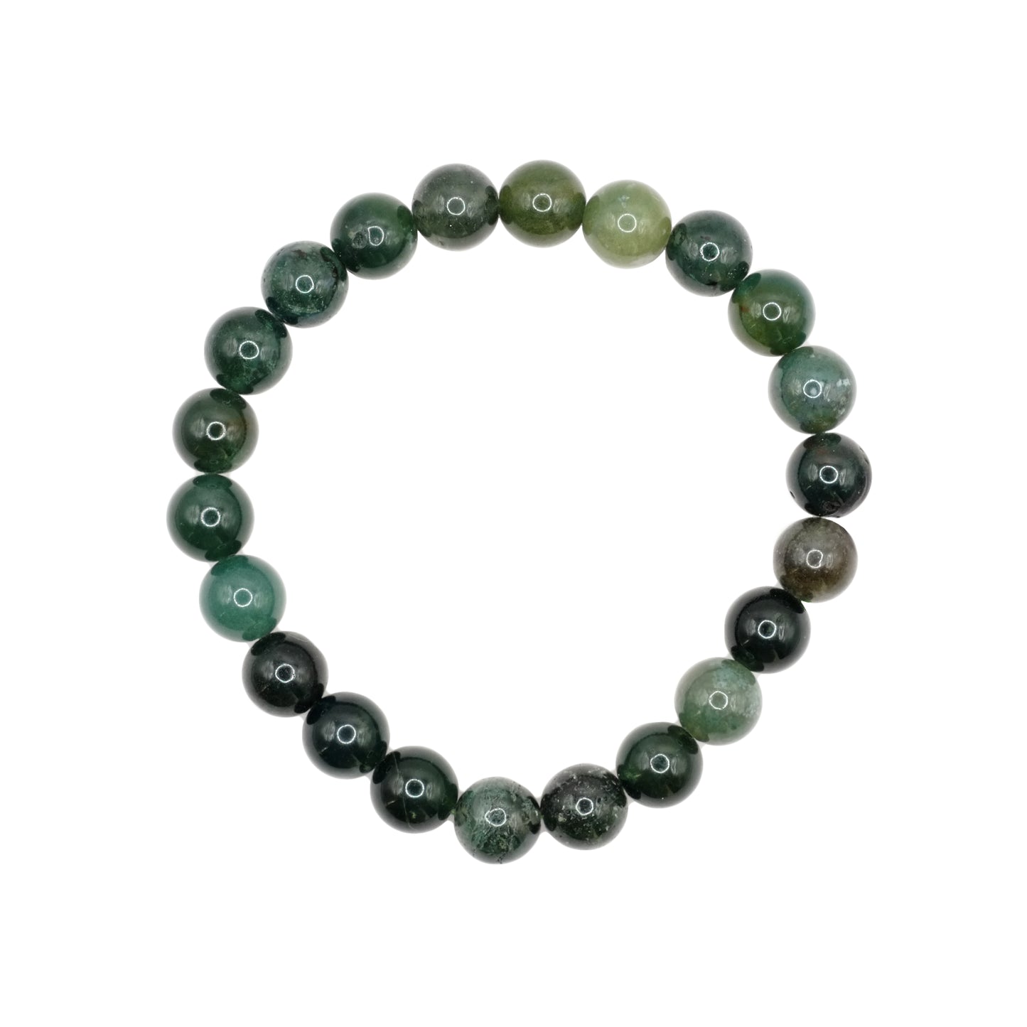 Bracelet boule en agate mousse du Brésil.