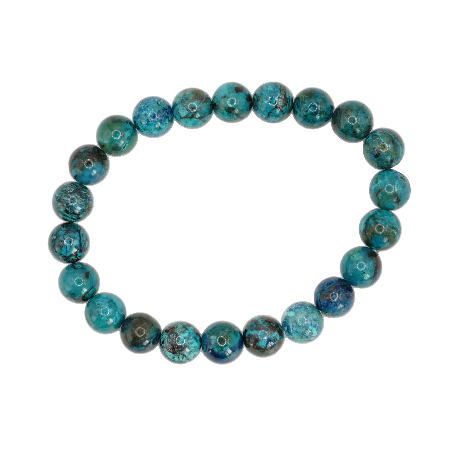 Bracelet boule en chrysocolle du Pérou de qualité AAA.