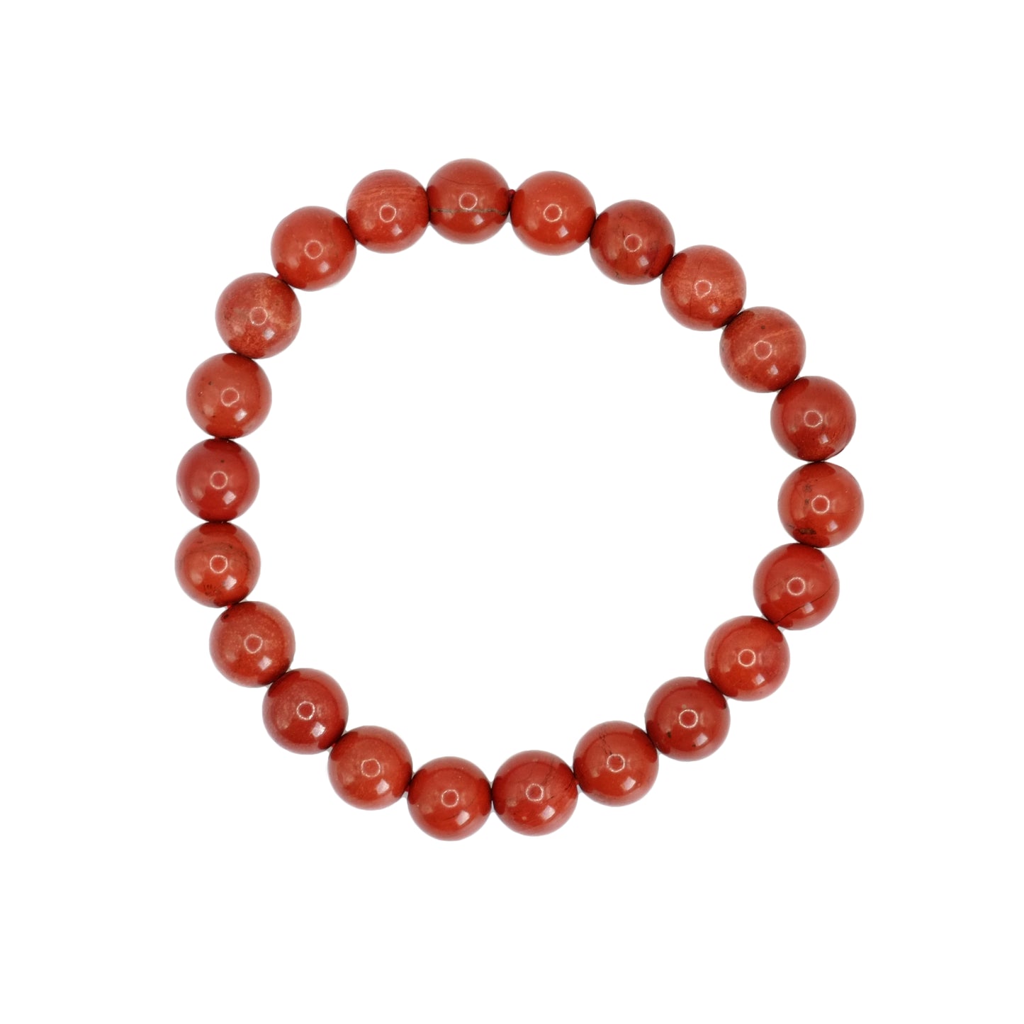 Bracelet boule en jaspe rouge d'Afrique du Sud.