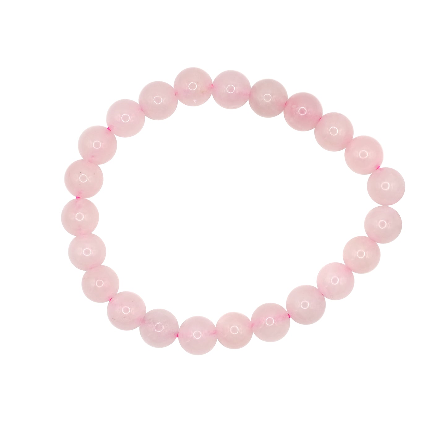 Bracelet boule en quartz rose de Madagascar. Tour de poignet : 18 - 20 cm. Taille 2 = 25/27 perles.