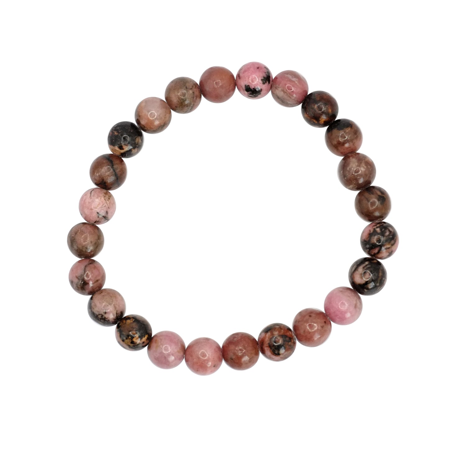 Bracelet boule en rhodonite de Madagascar.