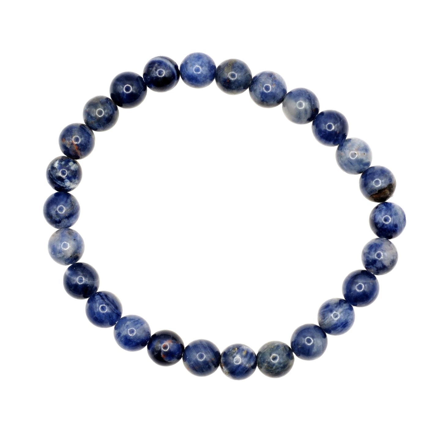 Bracelet boule en sodalite du Brésil de qualité A. Tour de poignet : 18 - 20 cm. Taille 2 = 25/27 perles.