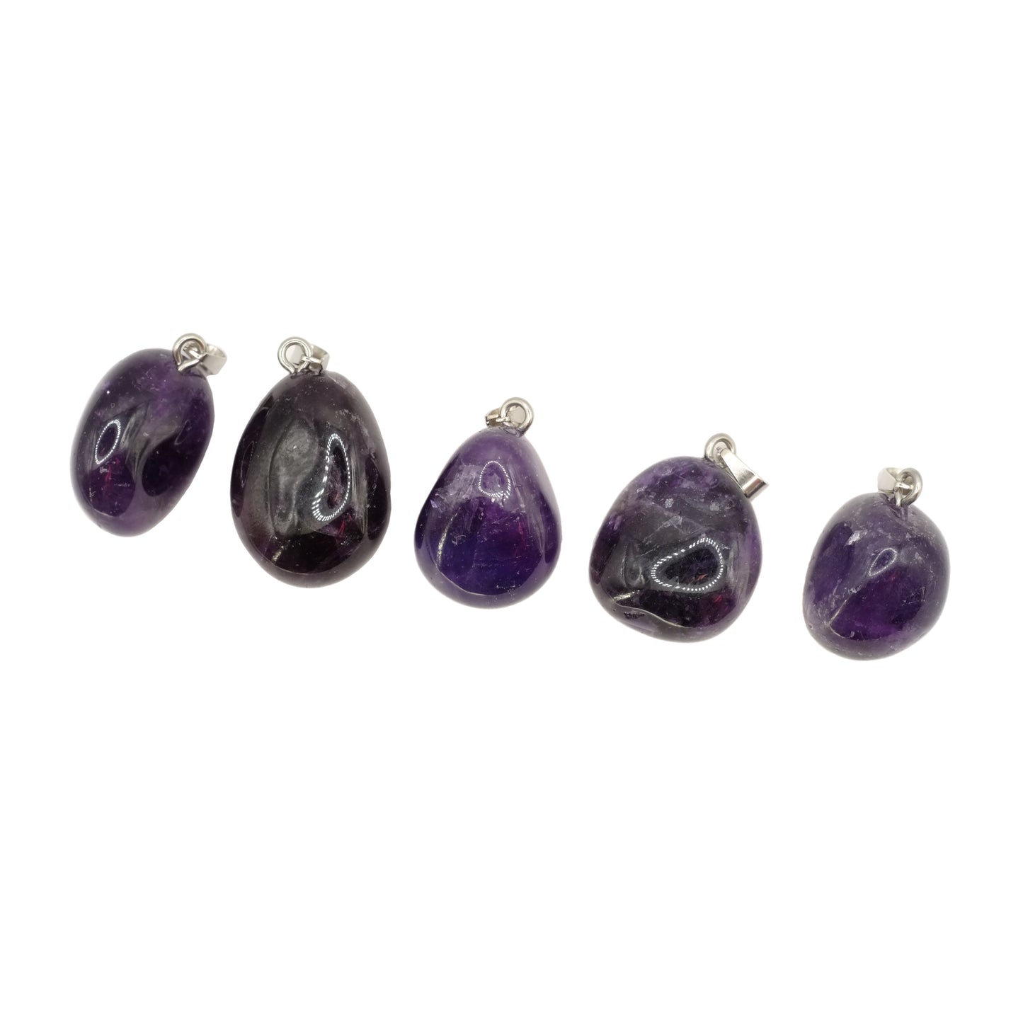 Pendentif pierre roulée en améthyste d'Uruguay de qualité AA.