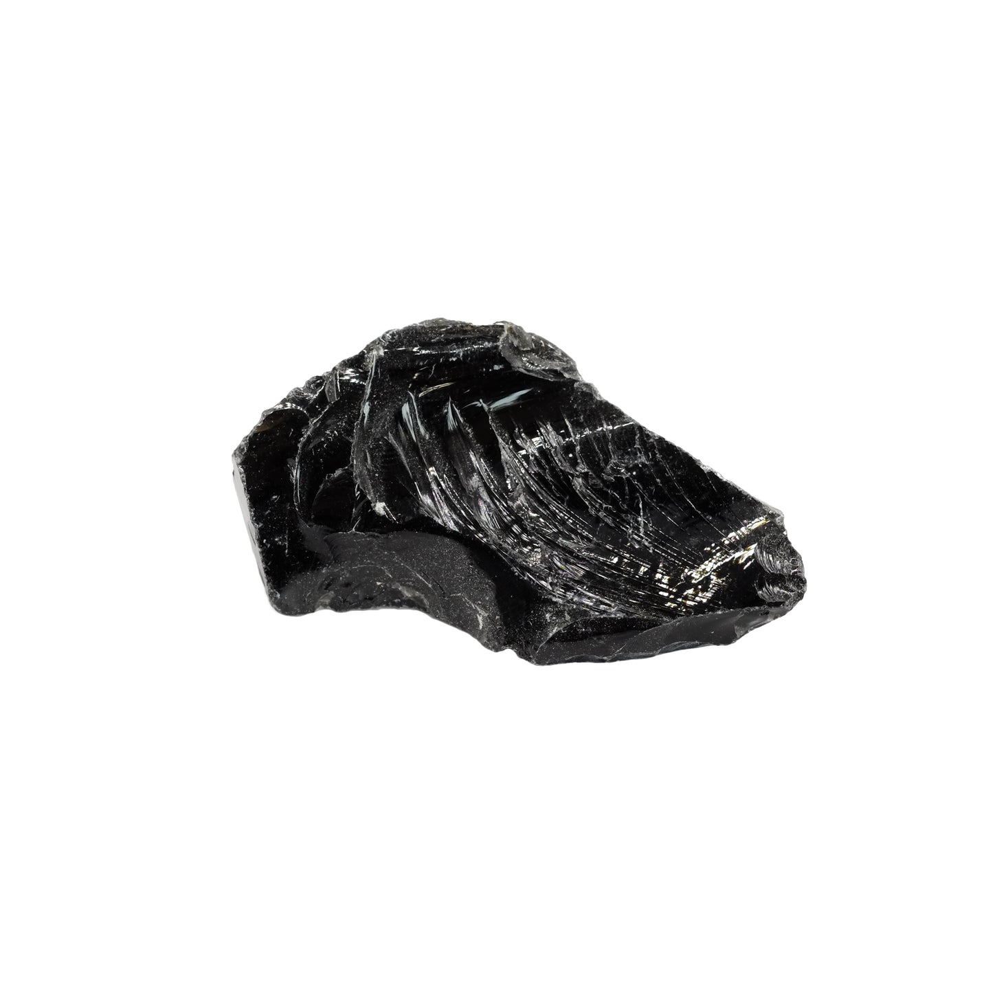 Photo d'une pierre brute en obsidienne noire de qualité A provenant du Mexique.