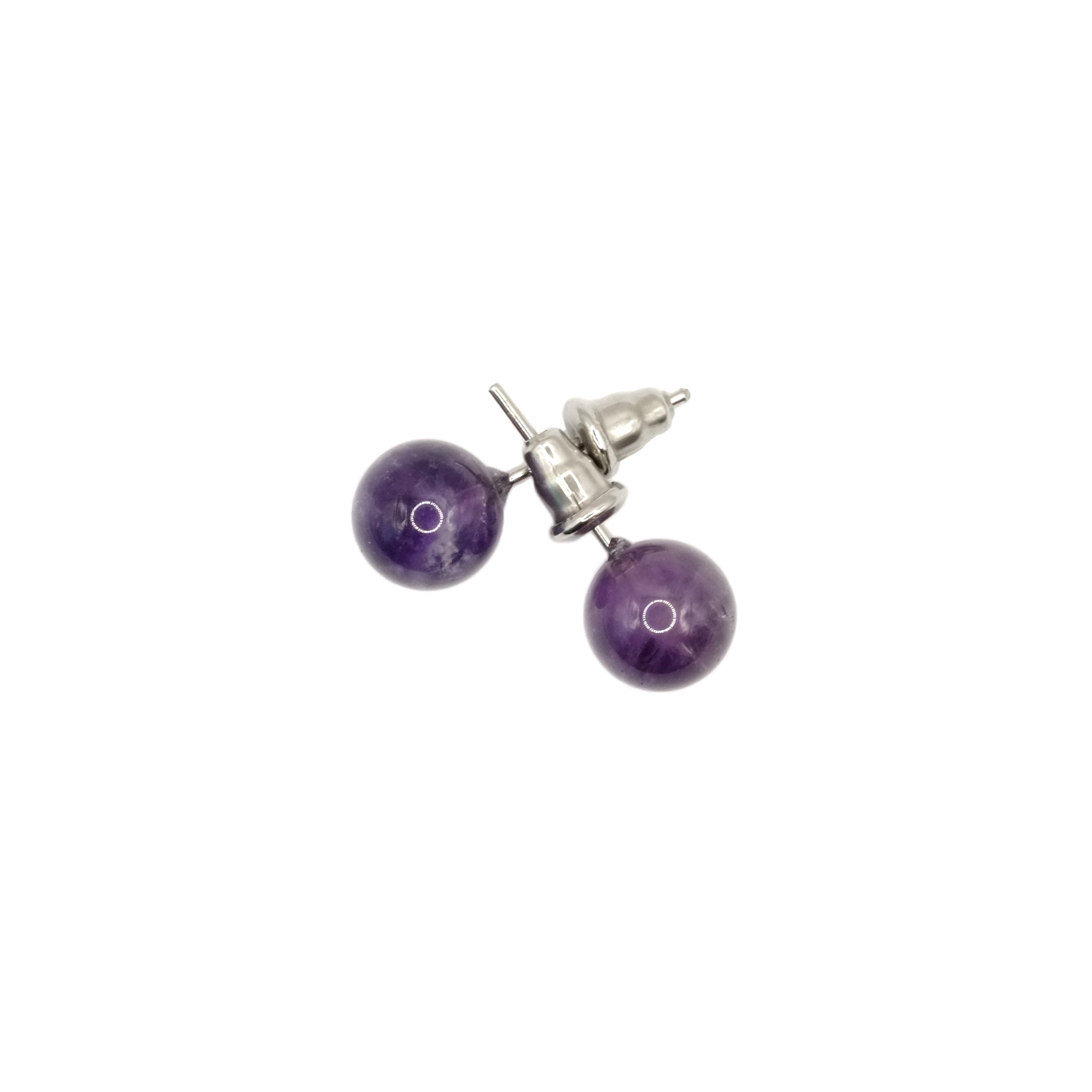Boucles d'oreilles boule en améthyste du Brésil de qualité A.