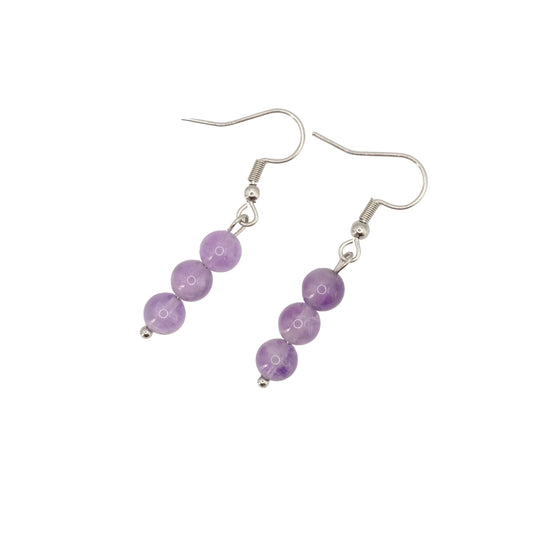 Boucles d'oreilles boules pendantes en améthyste du Brésil de qualité A.