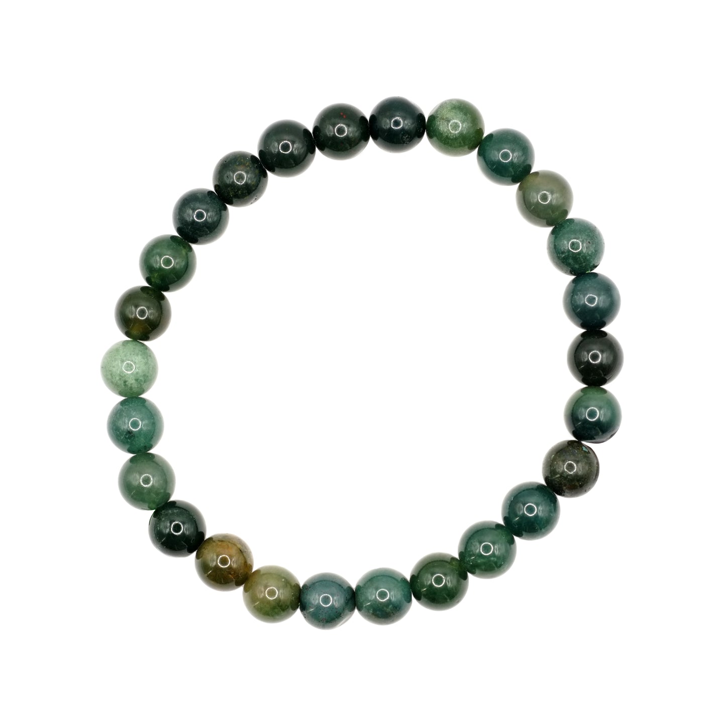 Bracelet boule en agate mousse du Brésil.
Tour de poignet : 18 - 20 cm
Taille 2 = 25/27 perles