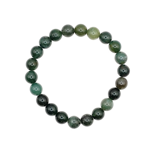 Bracelet boule en agate mousse du Brésil.