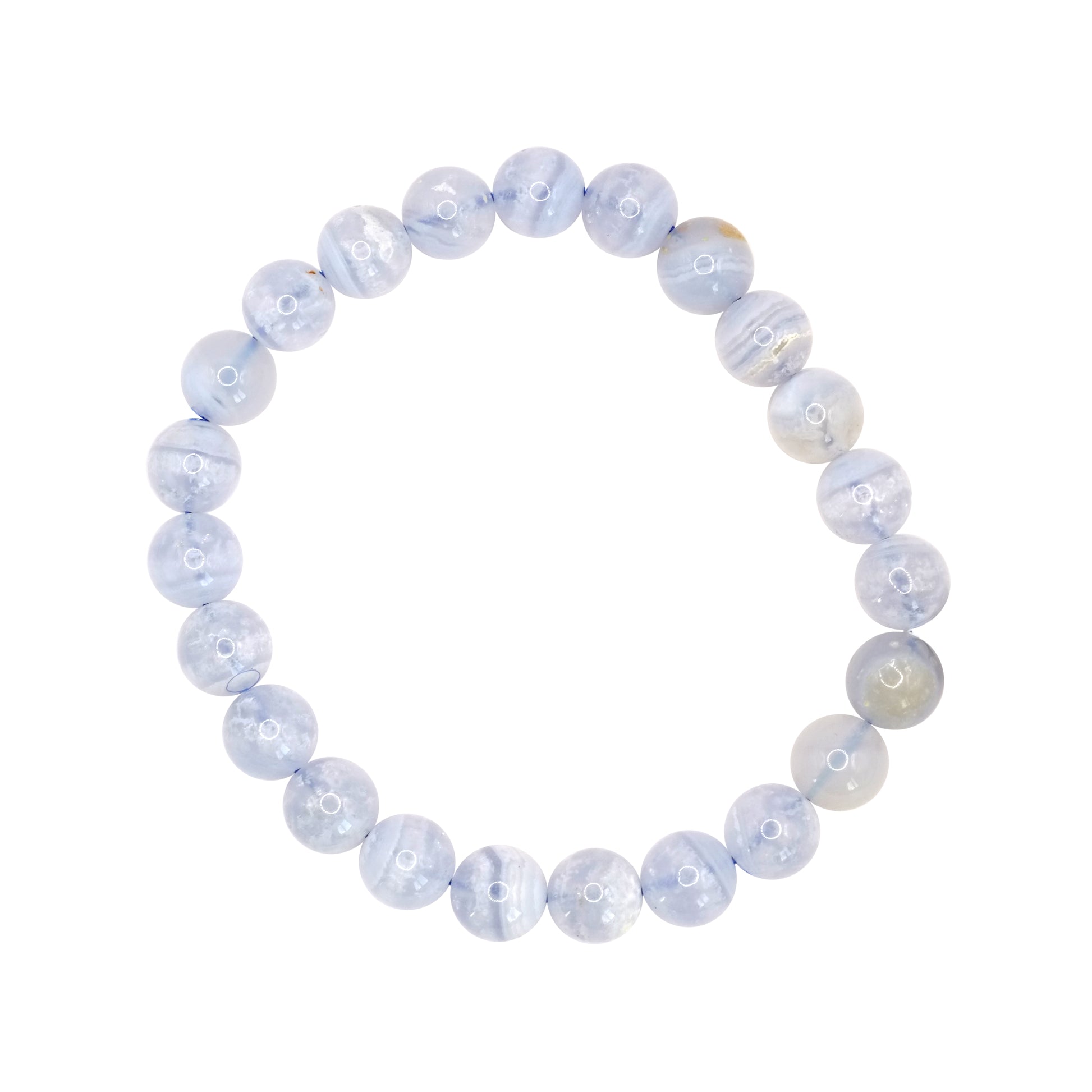 Bracelet boule en calcédoine bleue de Namibie de qualité AA.