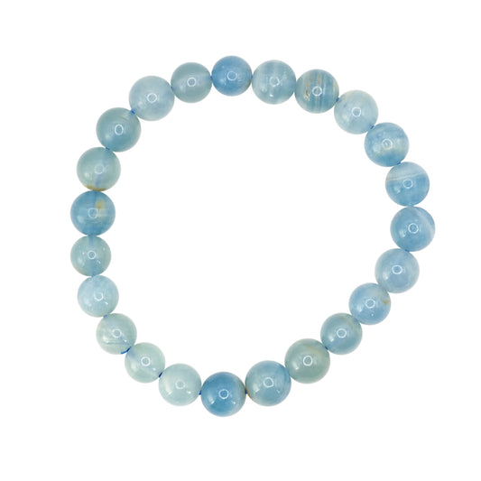 Bracelet boule en calcite bleue du Mexique de qualité AAA.