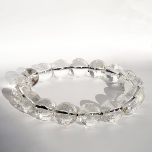Bracelet boule cristal de Herkimer AAA 12mm à la lumière du soleil