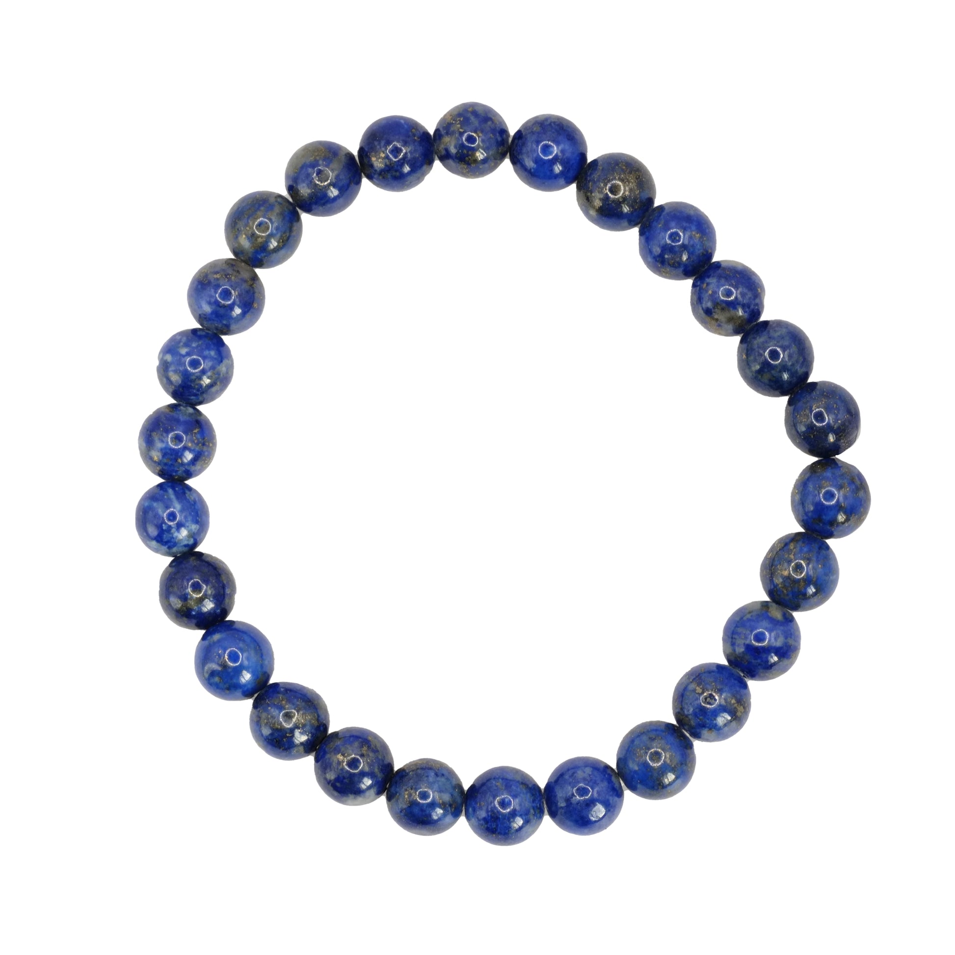 Bracelet boule en lapis lazuli d'Afghanistan. Tour de poignet : 16 – 18 cm. Taille 2 = 25/27 perles