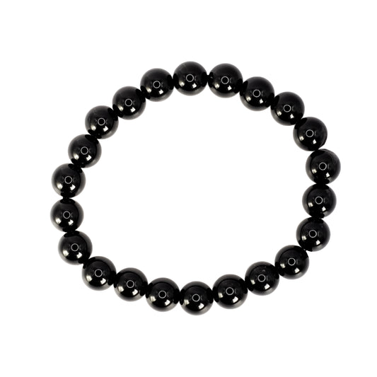 Bracelet boule en obsidienne noire du Mexique.