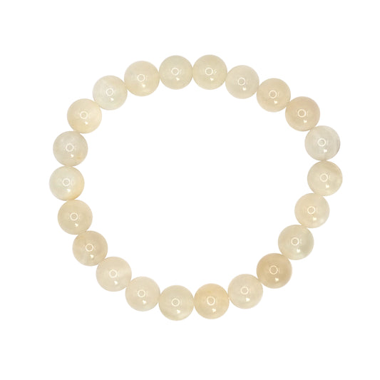 Bracelet boule en pierre de lune d'Inde.