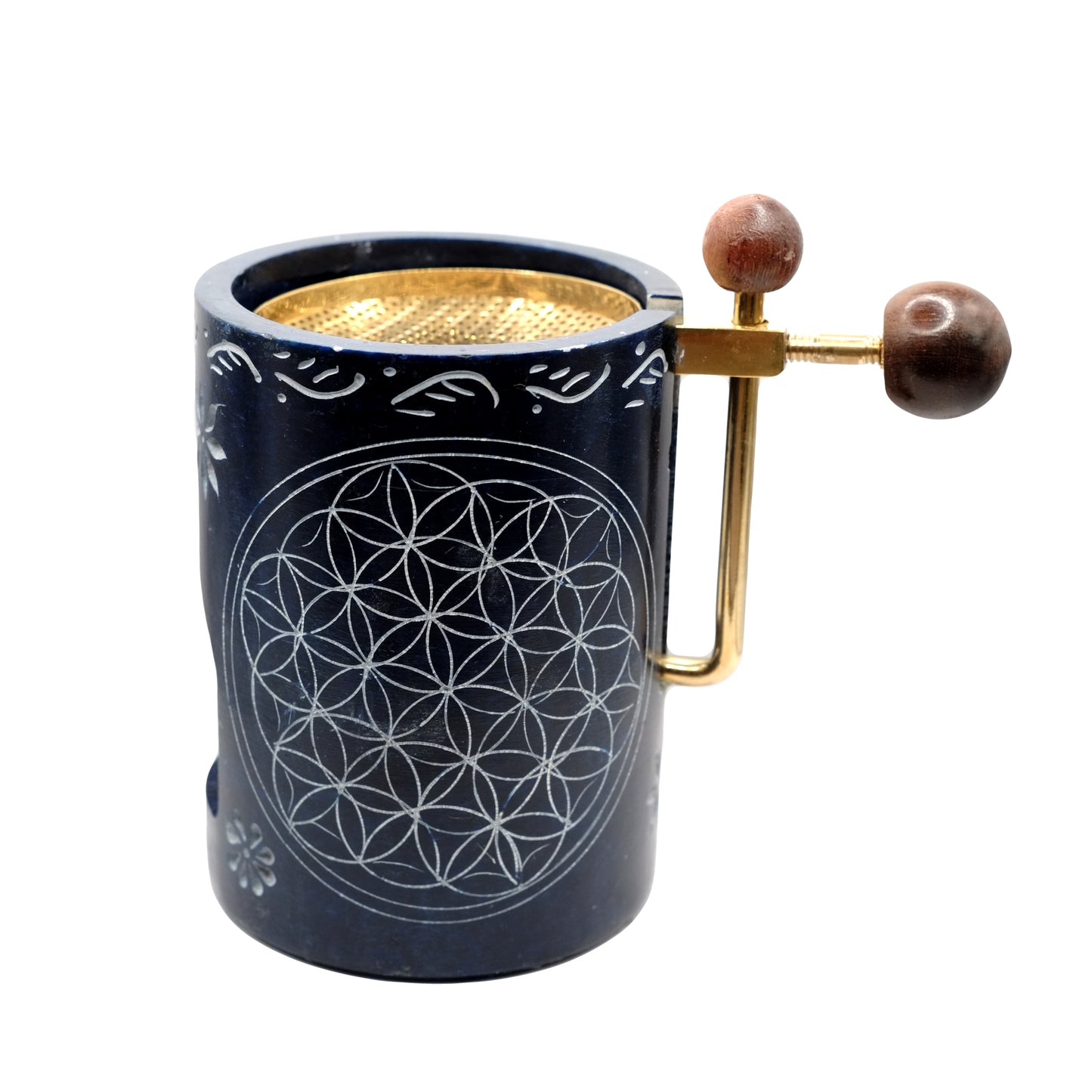 Soapstone incense burner for resins – Height adjustable – Spiritual motifs