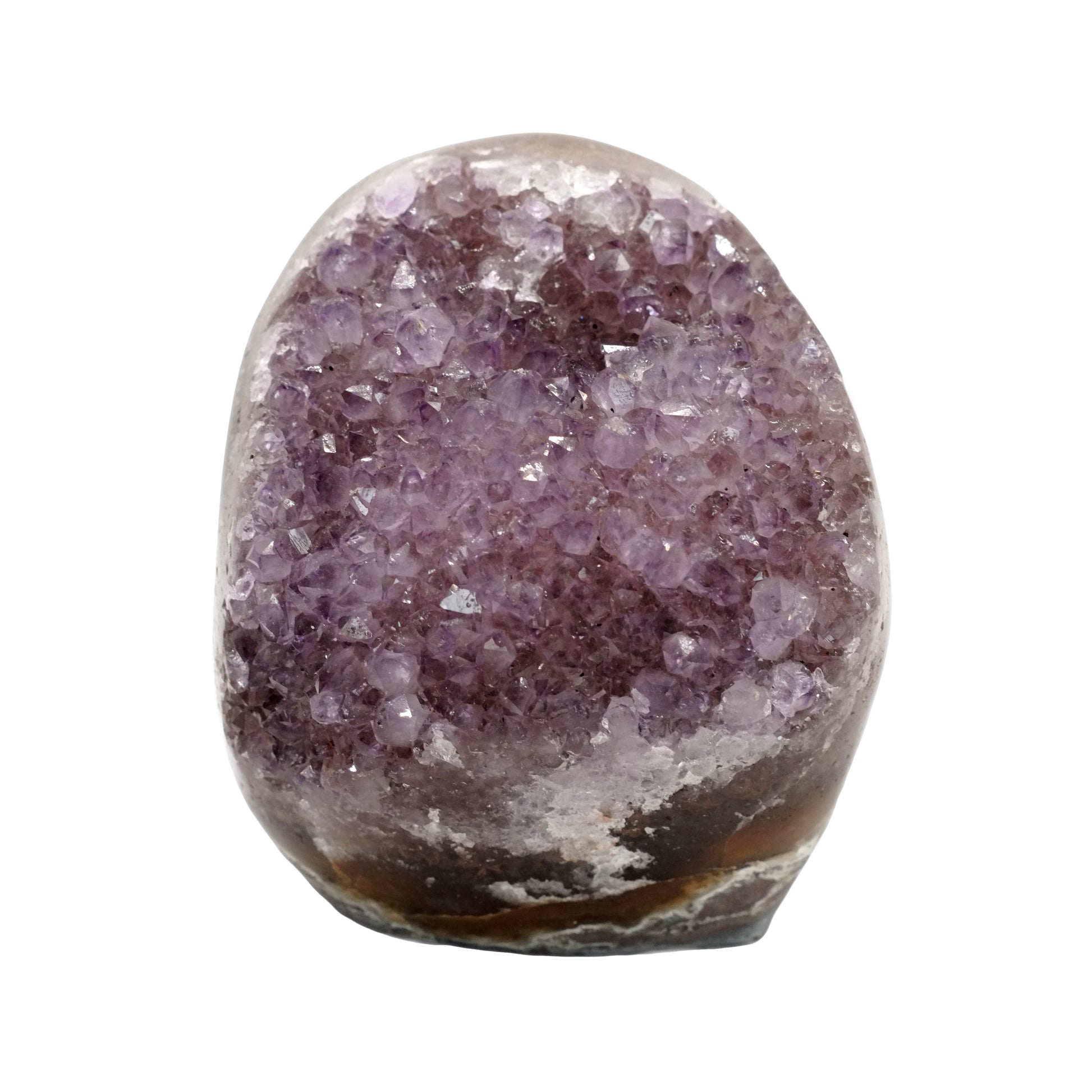 Géode d'améthyste d'Uruguay de qualité AA aux couleurs nuancées de violet clair et de blanc.