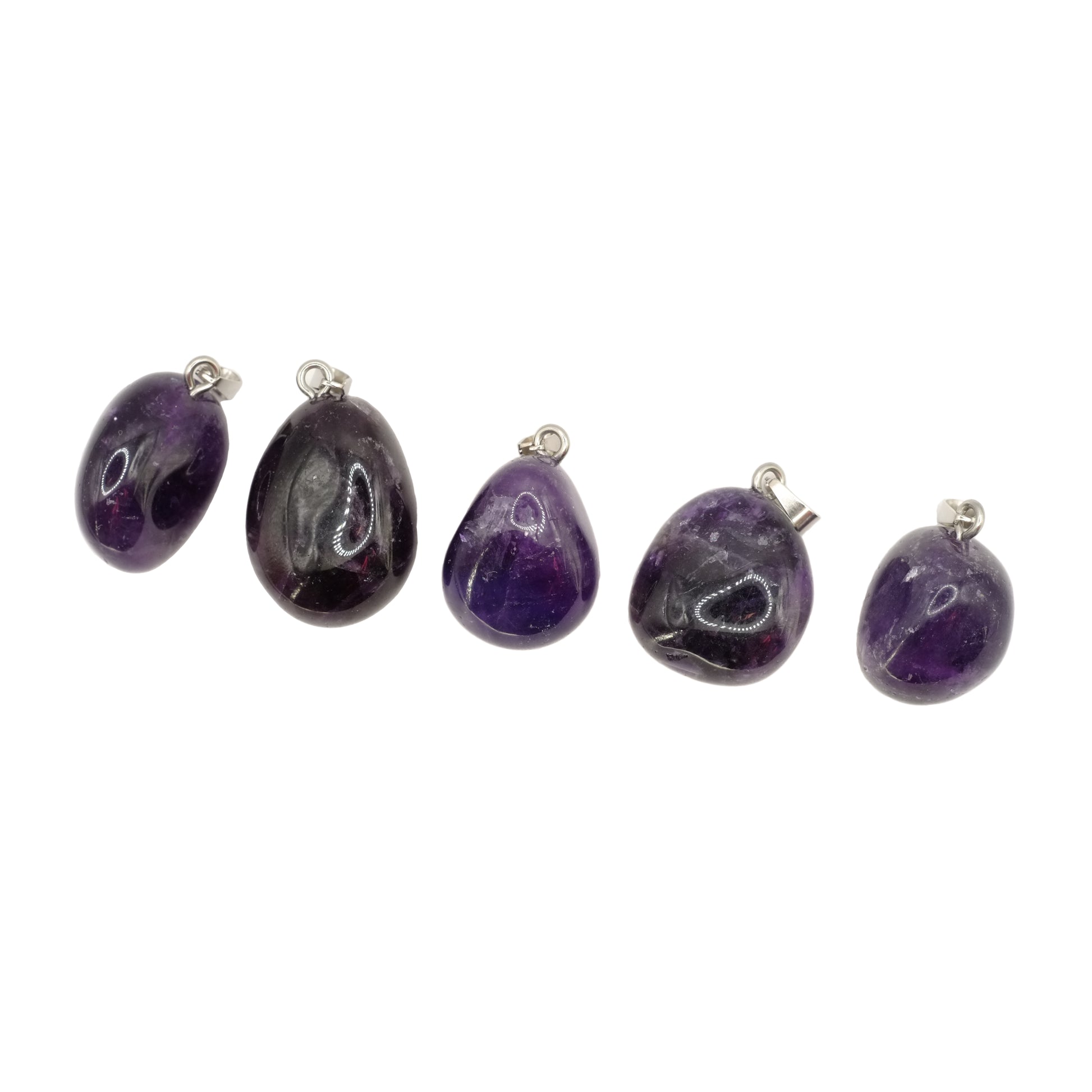 Pendentif pierre roulée en améthyste d'Uruguay de qualité AA.