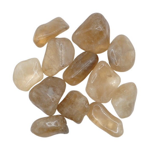 Ces pierres roulées en citrine naturelle de qualité A proviennent du Brésil, et mesurent entre 3 et 4 cm.