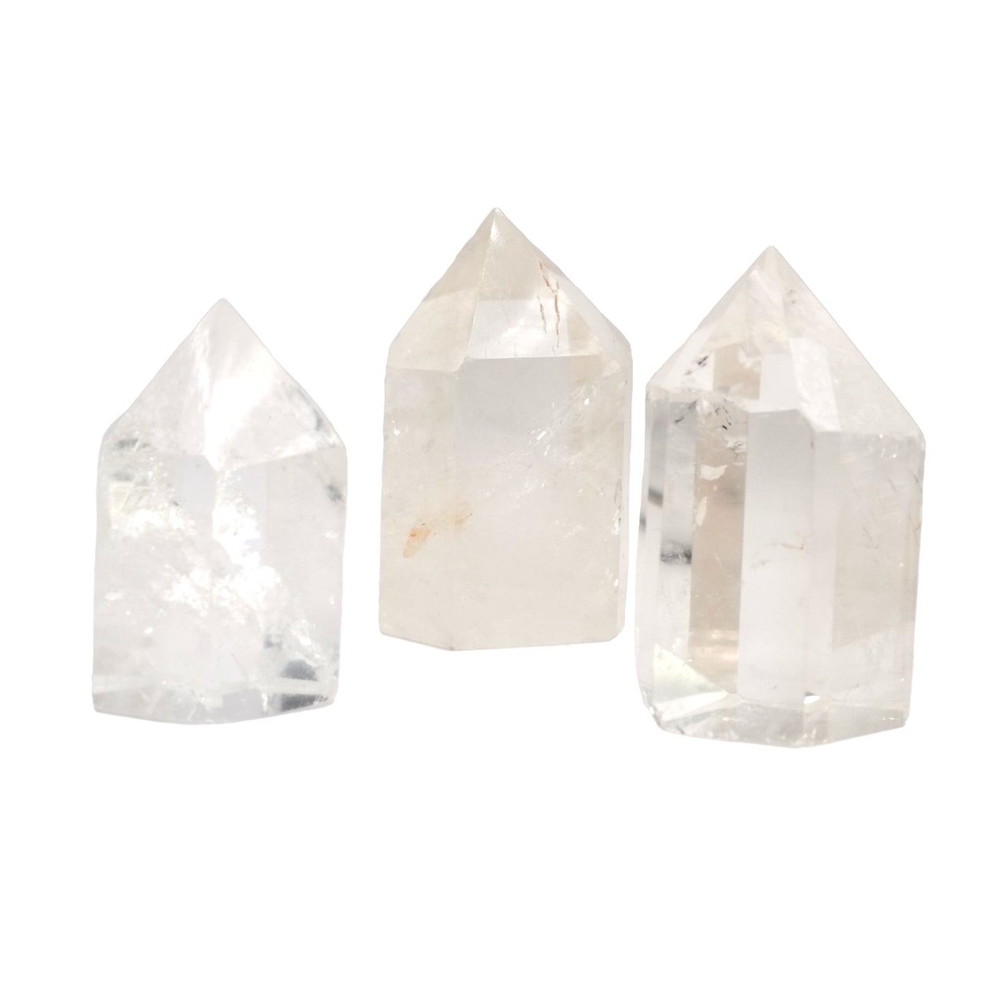 Pointe polie en cristal de roche du Brésil de qualité AA+.