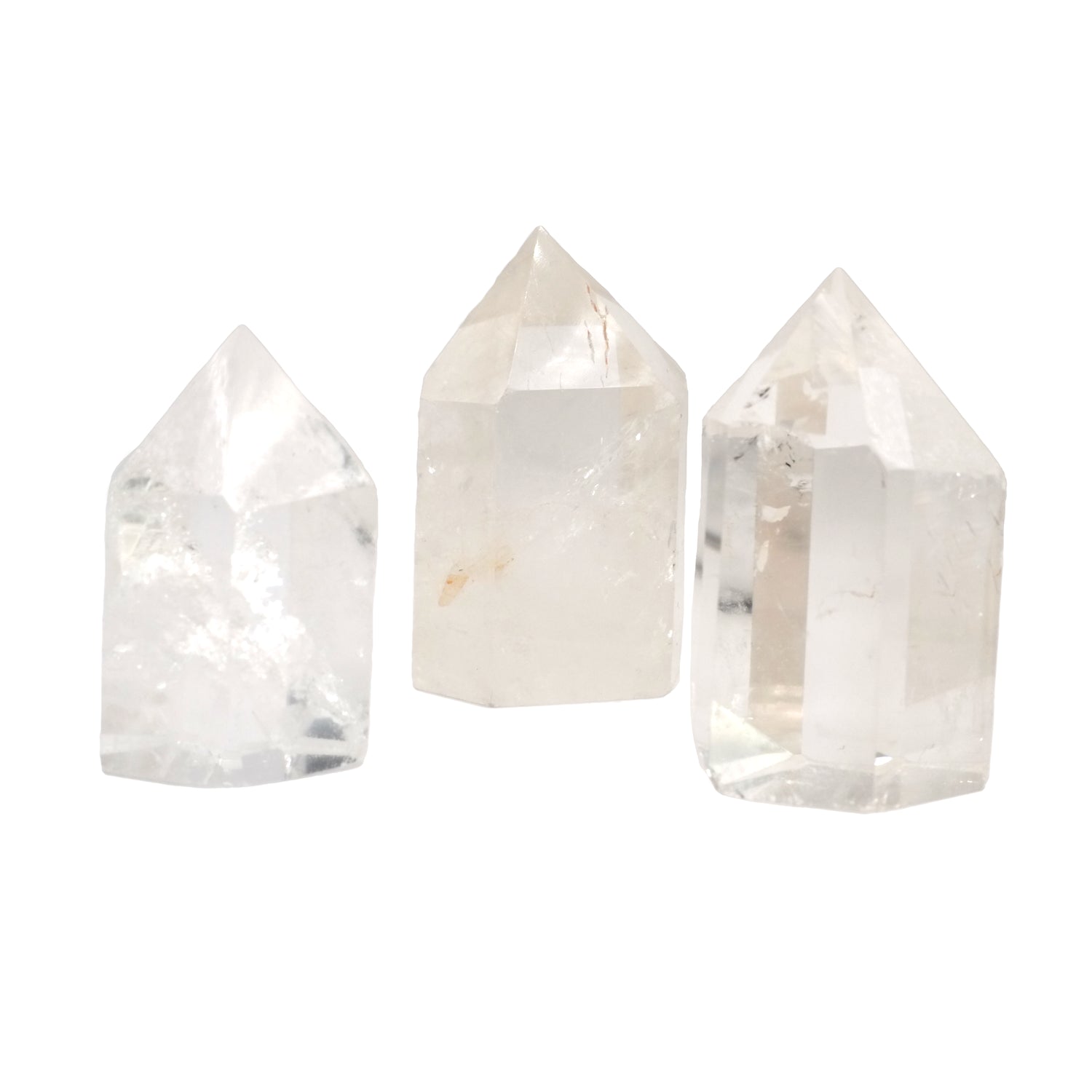 Pointe polie en cristal de roche du Brésil de qualité AA+.